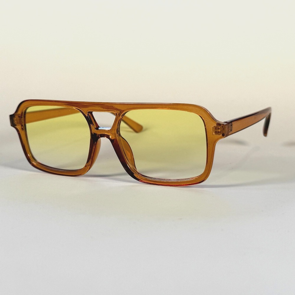 Unbranded 13103 Eyeglasses Frame Only‎ 53-19-140 Amber Brown Square Full Rim